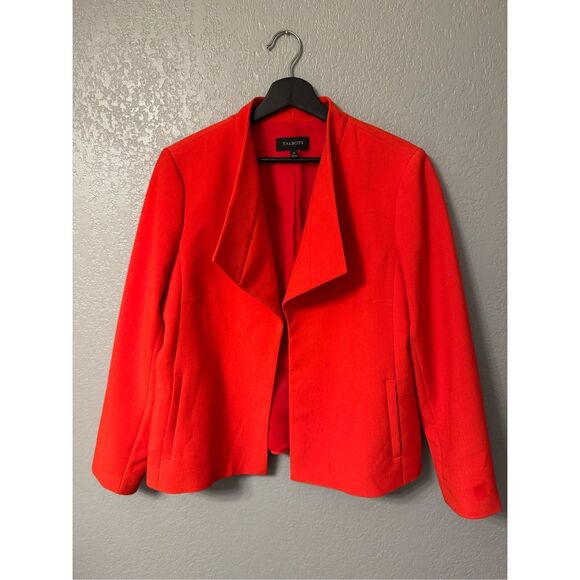 Talbots Jackets & Blazers - Talbots Open Front Draped Lapel Red Blazer Jacket Size 14